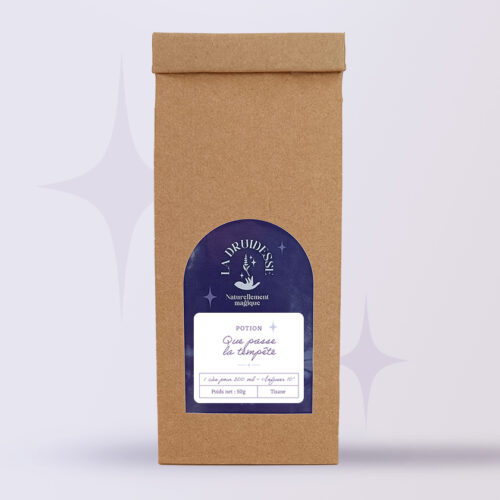 Tisane Que passe la tempête à base d'achillée millefeuille, camomille et lavande, en sachet de 50g.