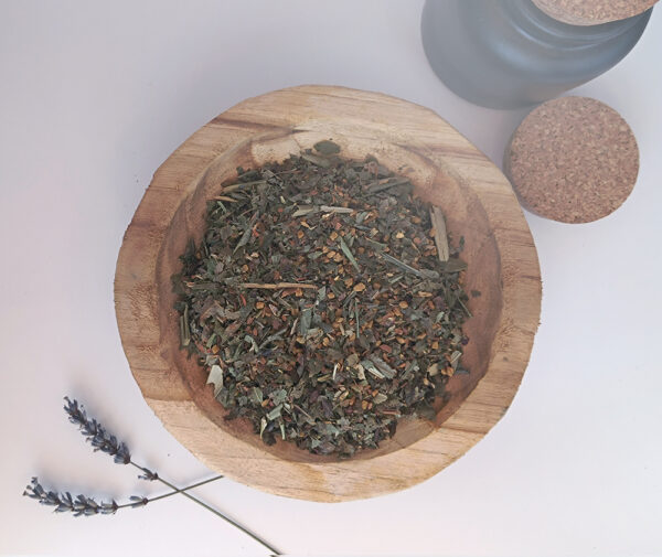 Mélange de plantes de la tisane équilibre des sucres Que doux soit l'équilibre, présenté en vrac.